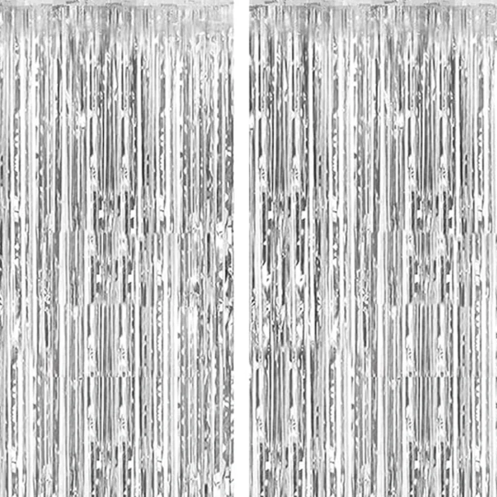 *NWT* 2pk of Tinsel Foil Fringe‎ Curtains Party Photo Backdrop & decor